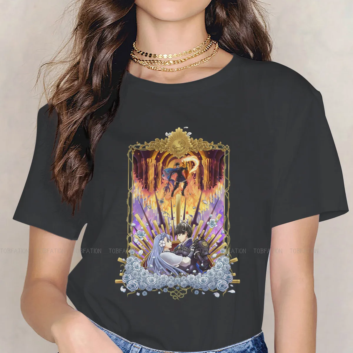 Футболка женская хлопковая с принтом огненная эмблема 5XL | Женская одежда