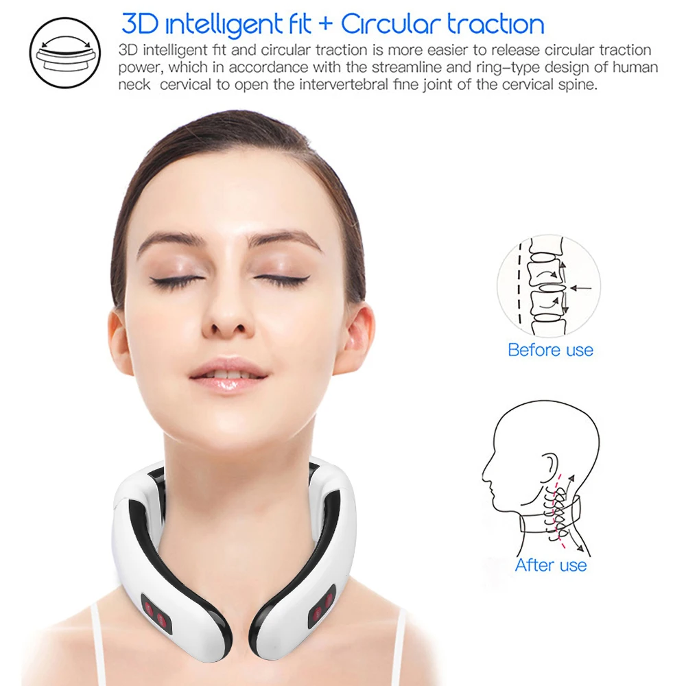 

Electric Neck Massager & Pulse Back Power Control Far Infrared Heating Pain Relief Tool Health Care Relaxation Machine