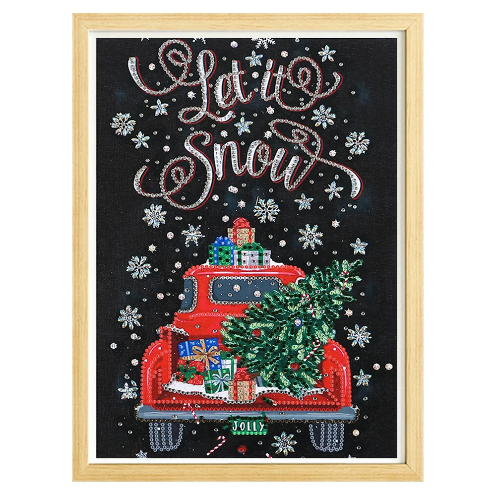 

Набор инструментов для алмазной живописи 5D «сделай сам», Рождественский автомобиль, вышивка стразами особой формы, мозаика, вышивка крести...