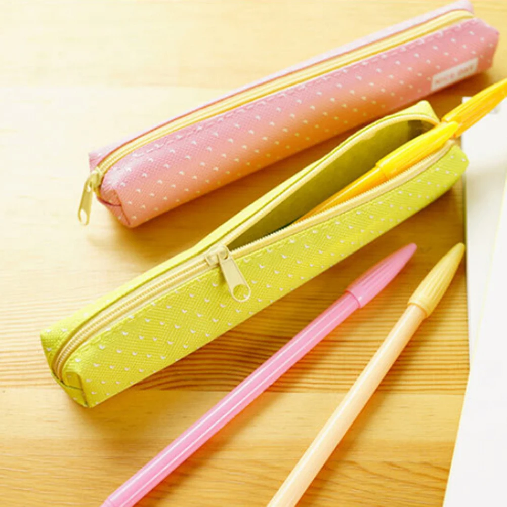 Чехол-карандаш Kawaii dot Canvas pen bag, канцелярский мешочек, офисные школьные принадлежности