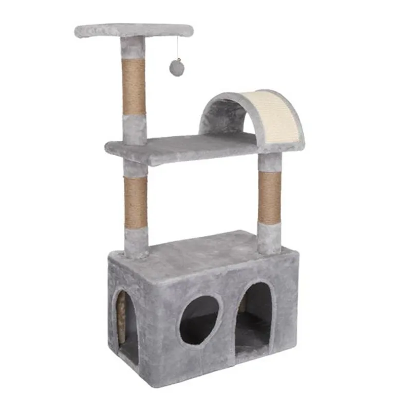 

39" Multi-Level Cat Tree Tower with Plush Condos Scratching Post and Toy Pet Activity Play House Furniture