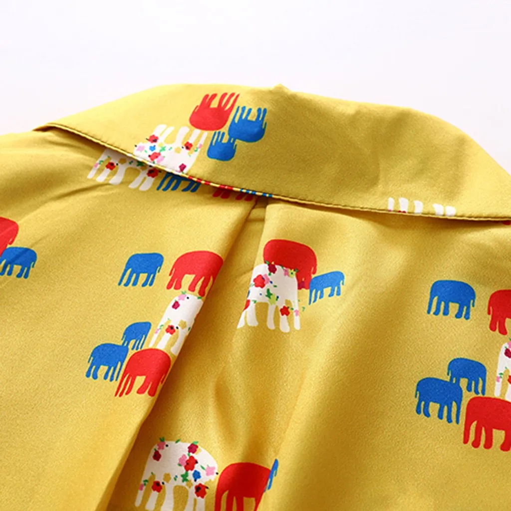 

women's blouse Polyester tunic women's Lady Fashion Women Top Retro Print Short Sleeve Casual Shirt Lapel Blouse