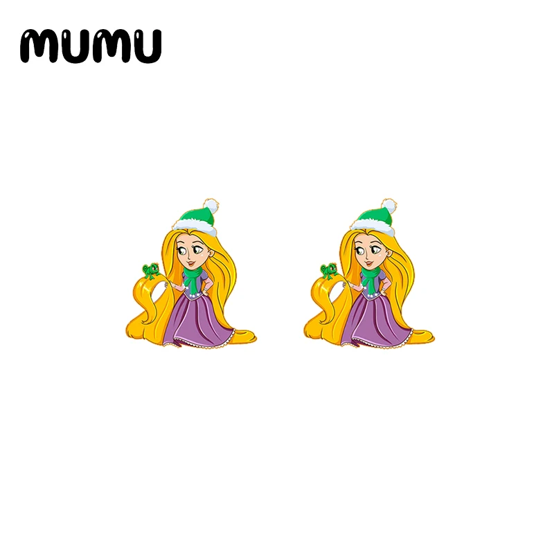 2021 новые рождественские серьги-гвоздики принцессы Золушка Ариэль эпоксидная