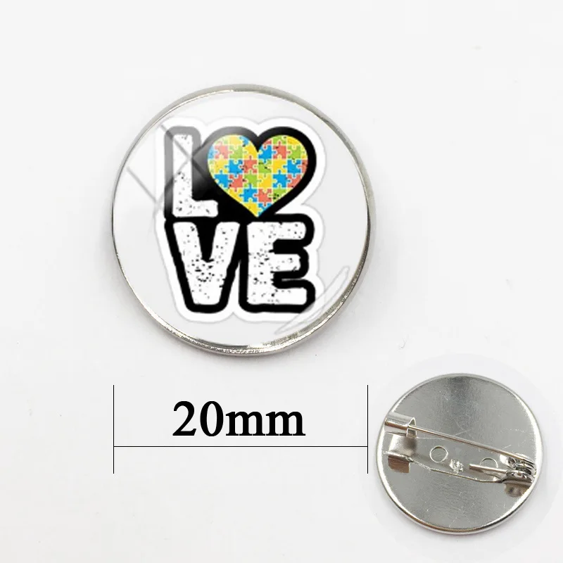 Броши серебряного цвета с изображением людей аутизмом здоровье и любовь|Броши| |