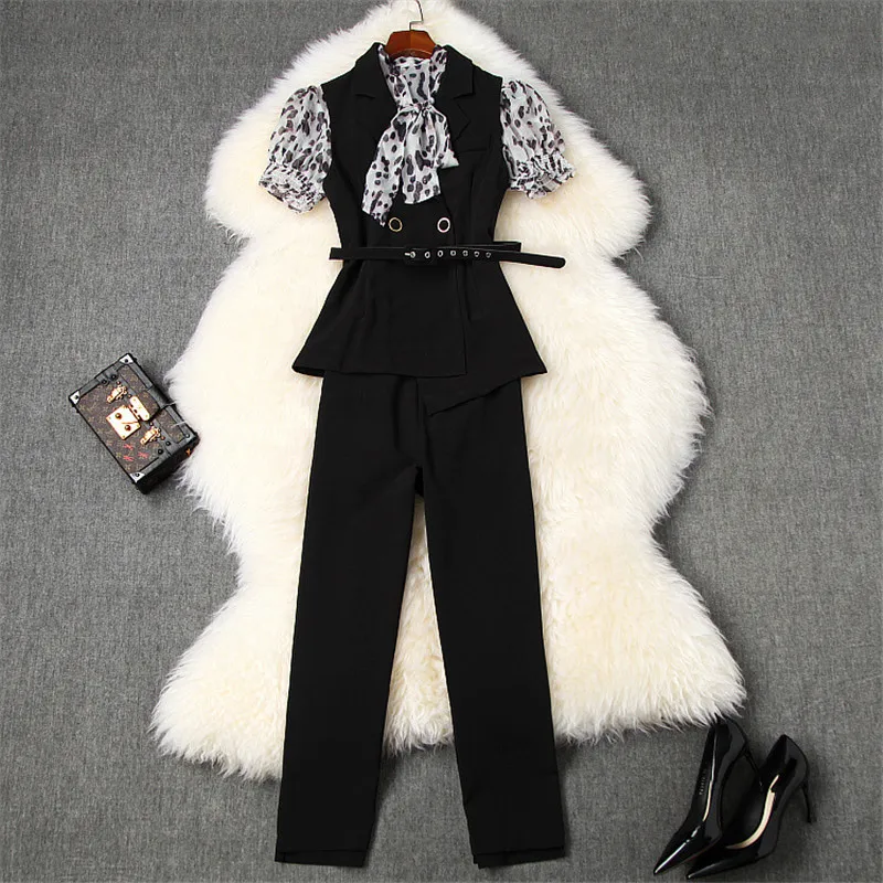 Комплект из 3 предметов Женский элегантный комплект шифоновой блузки и топа с