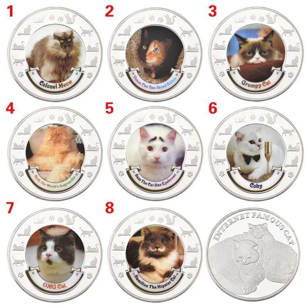 

Sam The Cat Has Eyebrows Hamilton The Hipster Cat Plated Badge Collection Gifts Cute Animal Lovely Pet Cat Commemorative Coin