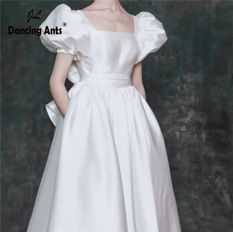 Женские вечерние платья с коротким пышным рукавом и квадратным воротником