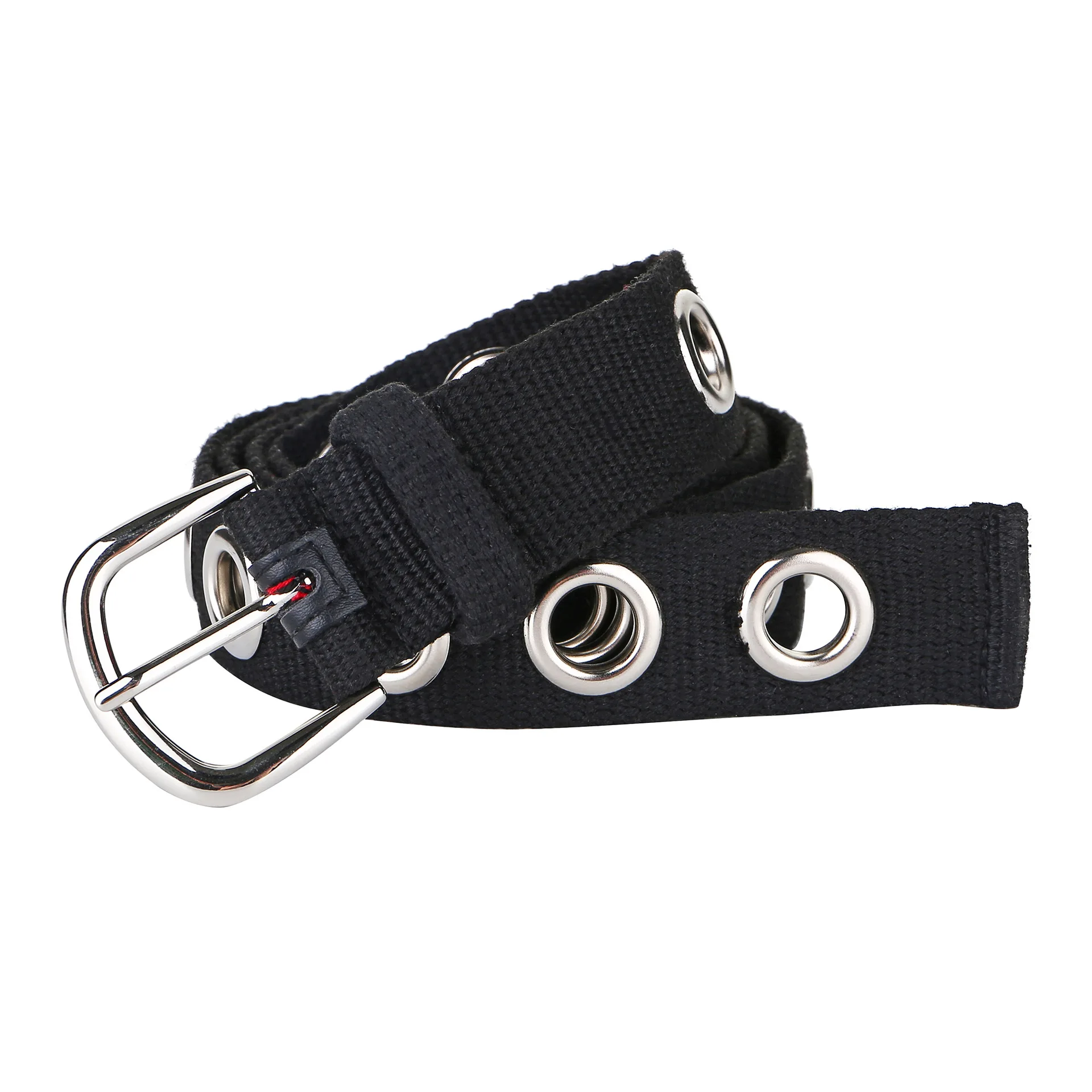 Fashion new polyester cotton belt ladies casual pin buckle Japanese word buckle pants belt full hole belt