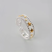 trendy two layers adjustable hollow silve finger ring bohemian golden star wedding engagement fine jewelry for women girls gifts
