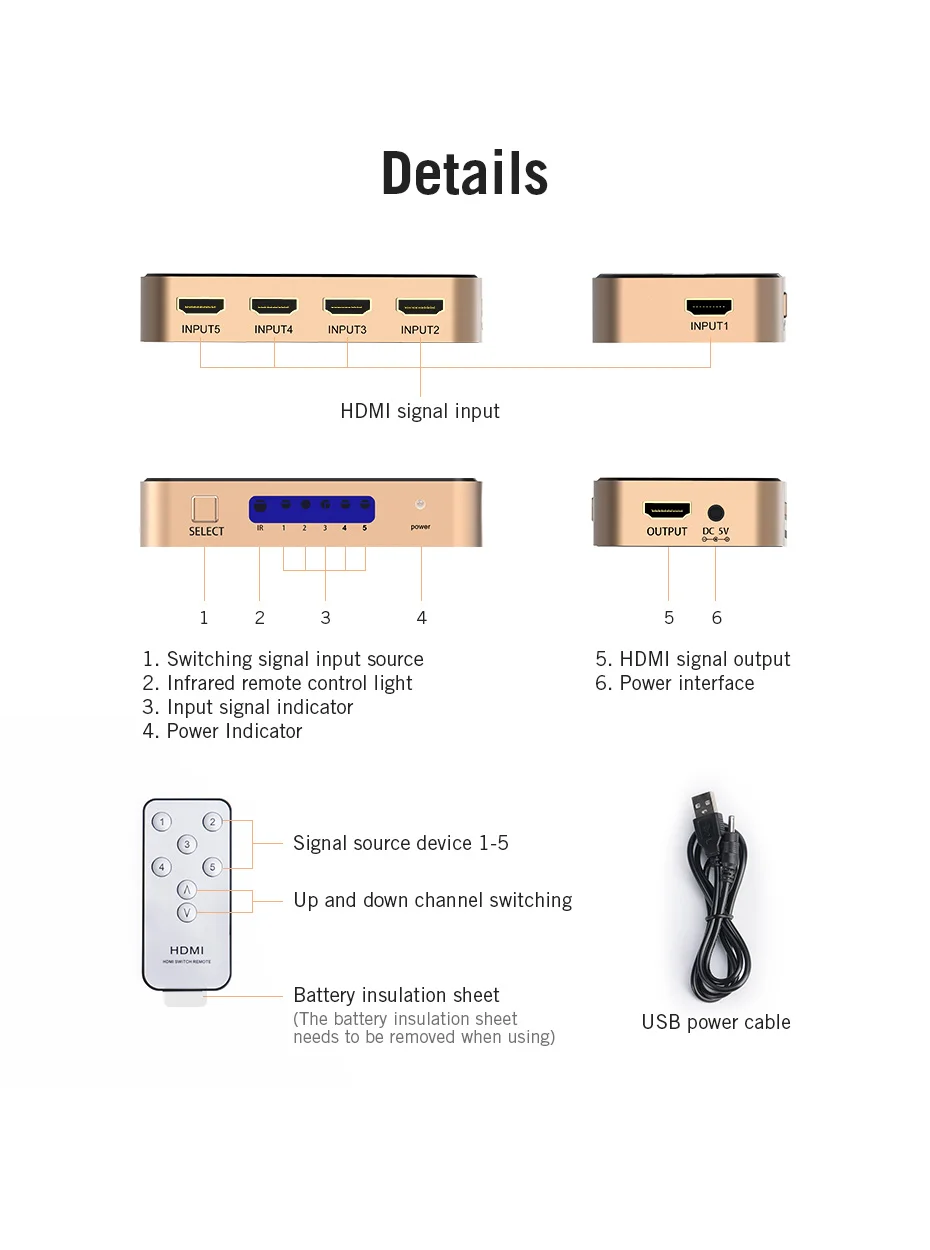 5x1 HDMI Switcher Smart