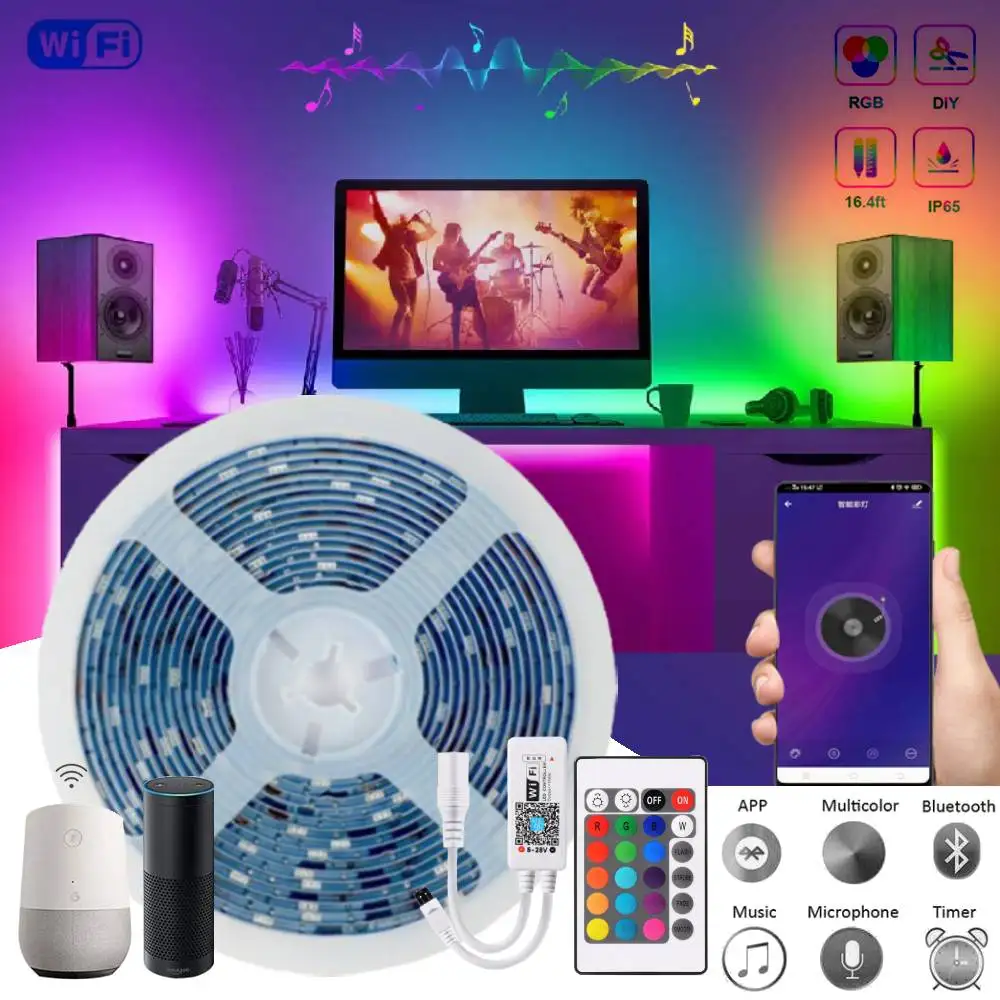 

Светодиодная гибкая ленсветильник с Wi-Fi, RGB, SMD5050, 12 В