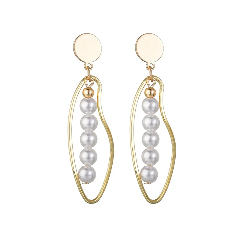 GEREIT текстурированные Свадебные ювелирные изделия Boho Корейский Золотой геометрический Блестящий большой двойной жемчуг висячие серьги женские Kpop летние серьги - Окраска металла: 008