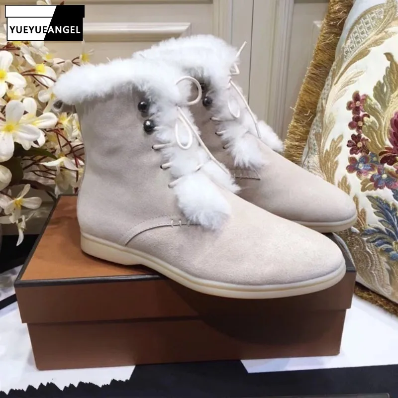 online Inverno Botas De Tornozelo De Pele Real Mulheres Rendas Até Forro De Lã Botas De Neve De Alta Qualidade De Luxo Feminino Sapatos De Salto Alto Mais Tamanho