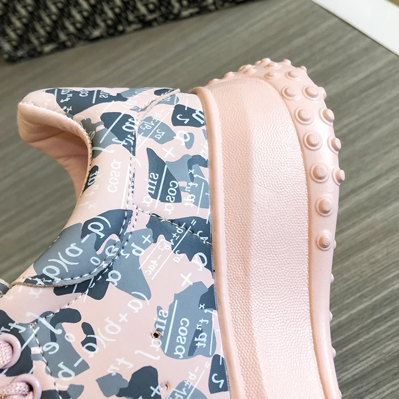 

Thick-soled Women's Sports Shoes Women 2021 New Women's Print Leather Pink Sneakers Outdoor Casual Shoes zapatillas mujer