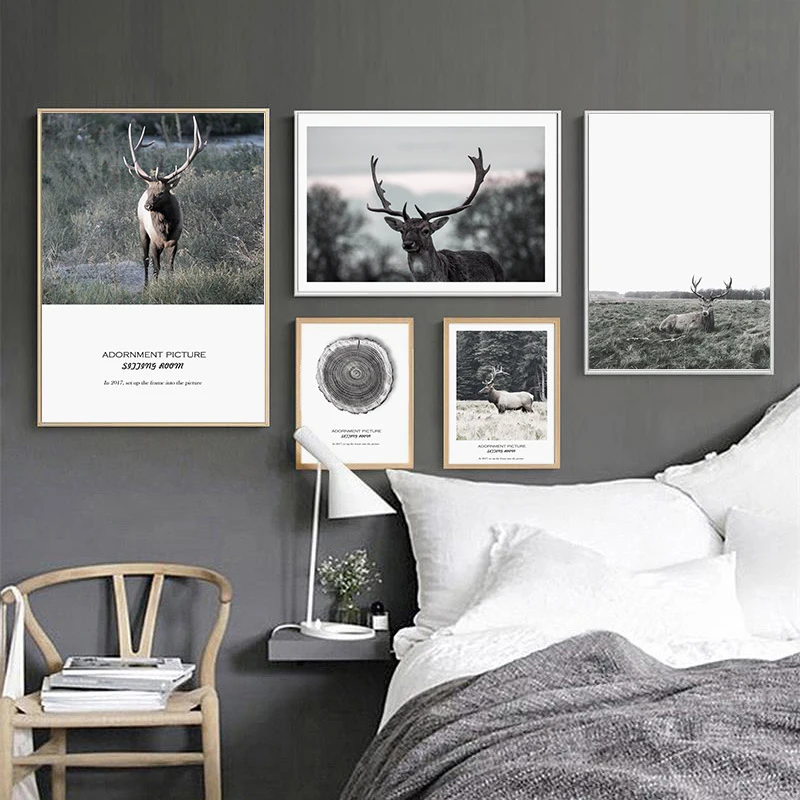 

Nature Scenery Animal Deer Canvas Painting Wall Art Nordic Posters and Prints Wall Pictures for Living Room Decoration Frameless