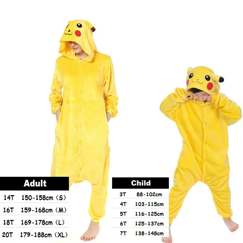 Дети и Единорог зимний комплект с капюшоном животных пижамы &quotПикачу&quot для