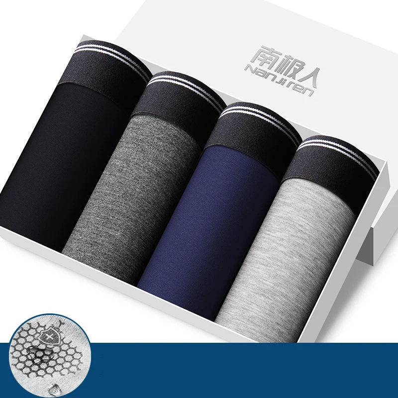 4pcs Mens Underwear Boxers Fashion Sexy Solid Men Underpants Boxer Shorts Comfortable Modal Male Panties Pouch Sheath Underpants