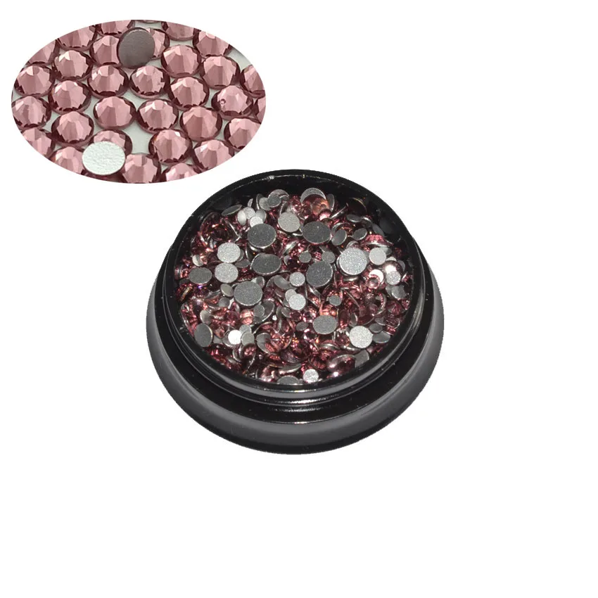 Стразы для ногтей стеклянные кристаллы с плоской задней стороной 350 шт. разные
