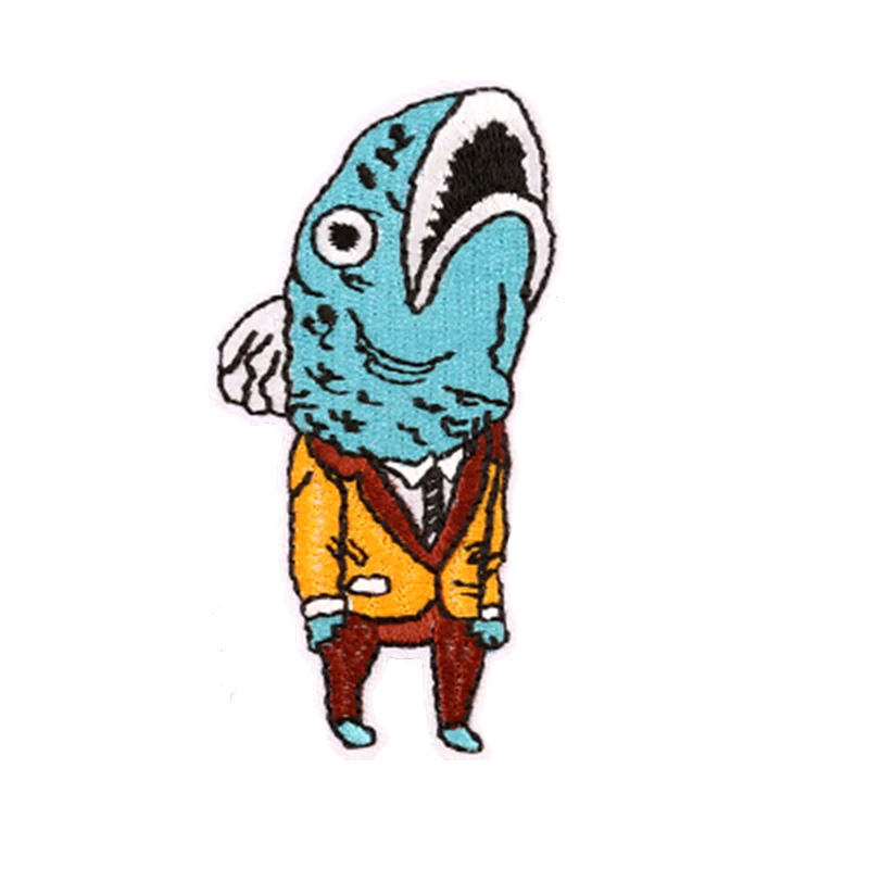 Вышивка в виде акулы патч для одежды куртки наклейки пришивка аппликация
