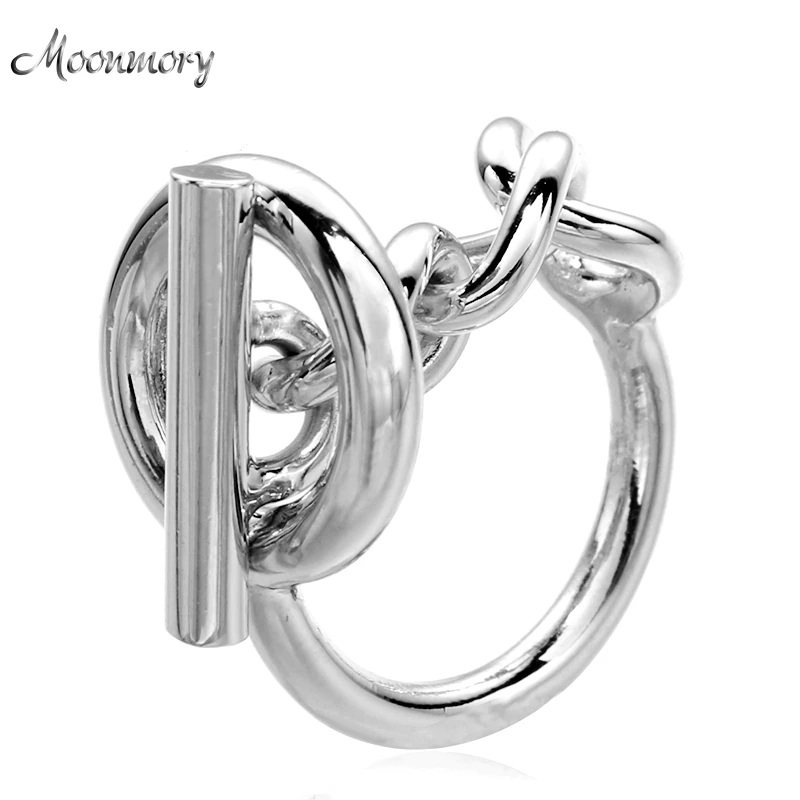 Moonmory, 925 пробы, серебряная цепочка, кольцо с кольцом, замок для женщин, французское популярное кольцо в виде застежки, Стерлинговое Серебро, ювелирное изделие