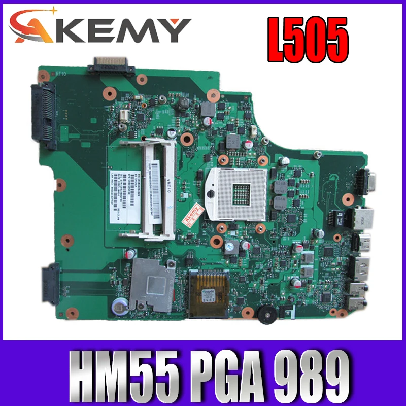 

Материнская плата AKEMY V000185590 для ноутбука Toshiba Satellite L500 L505, материнская плата для ноутбука 6050A2284301-MB-A02 HM55 PGA 989 DDR3