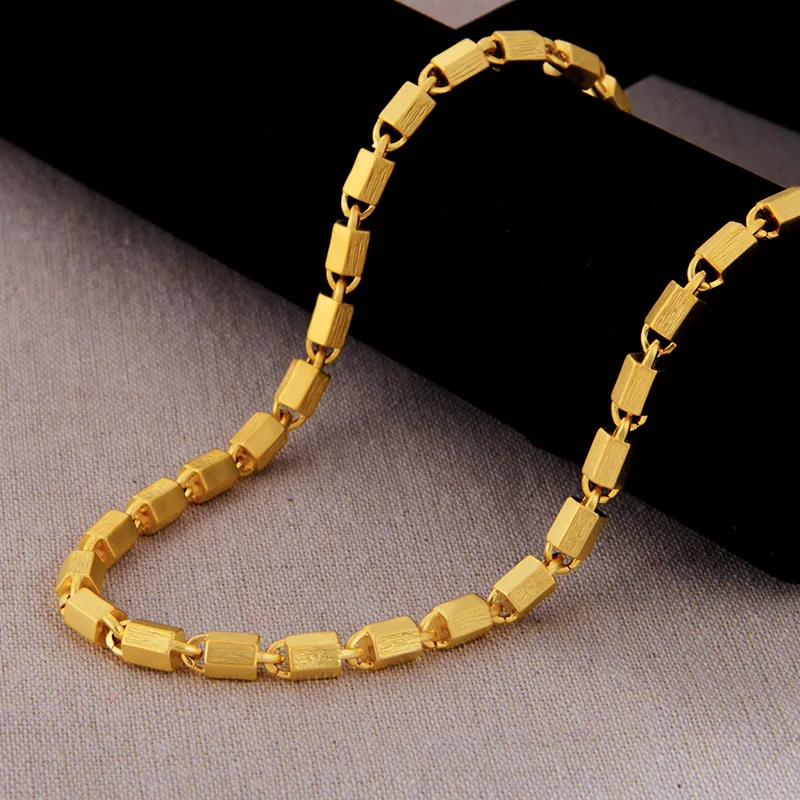 

24K Gold Filled Jewelry Necklace for Men Fine Bijoux Femme Collares Mujer Naszyjnik Bizuteria 24K Gold Necklace Gemstone Males