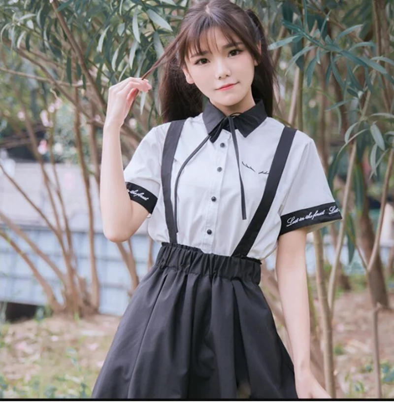 Комбинезон со съемной вышивкой в виде розы + белая рубашка стиле лолита|Платья