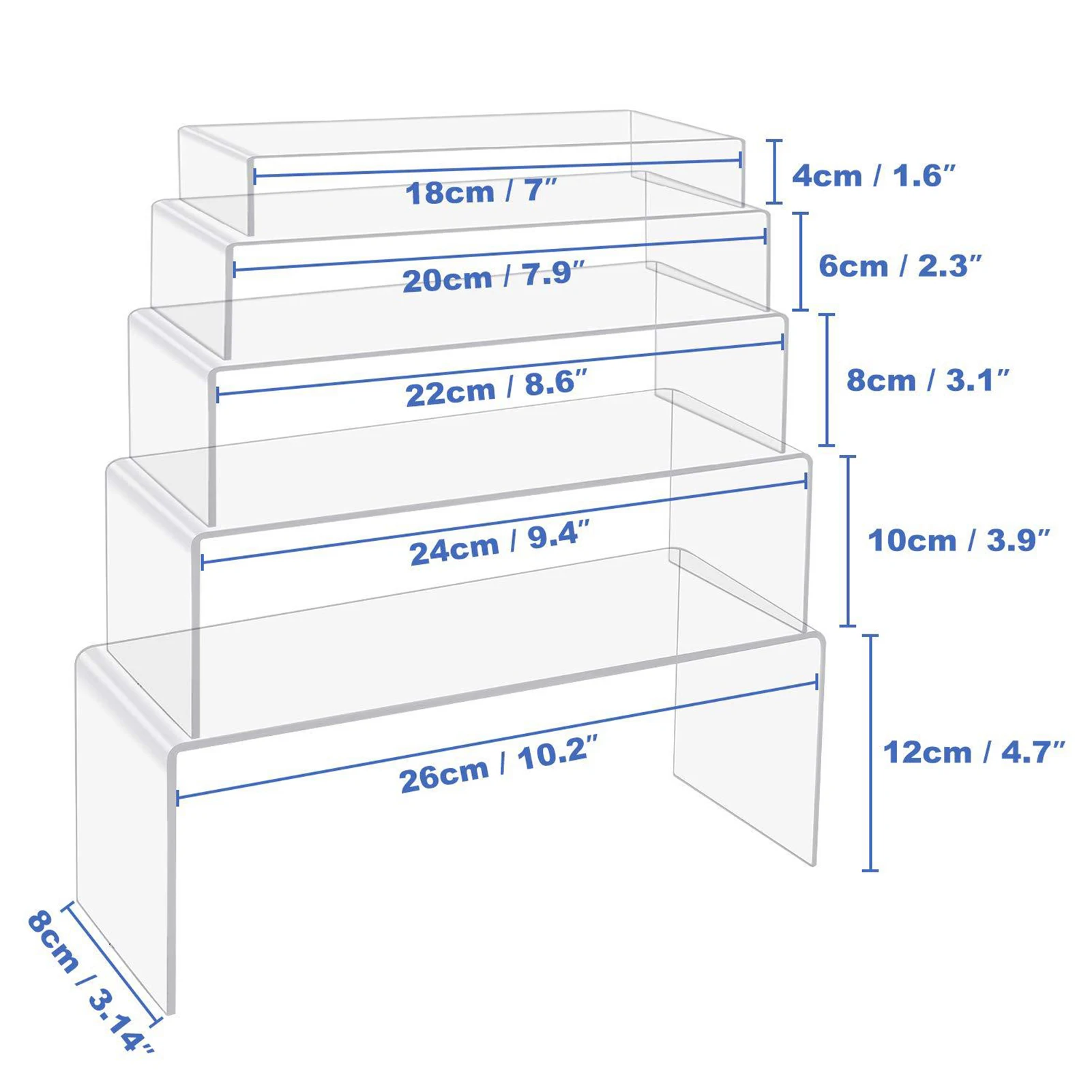 

5Pcs/Set Transparent Reusable Acrylic Display Stand Jewelry Showcase Storage Rack Shelf Holder Cosmetics Storage Rack 2020