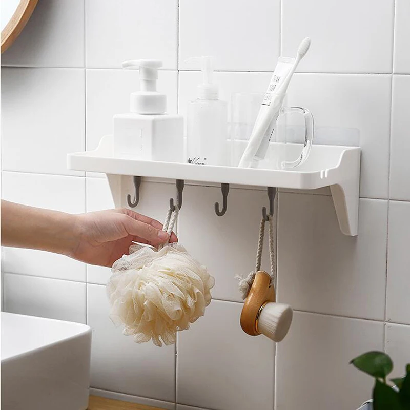 

Wall Mounted Bathroom Storage Rack Multifunctional Self Adhesive Bathroom Kitchen Storage Bag Household Accessories