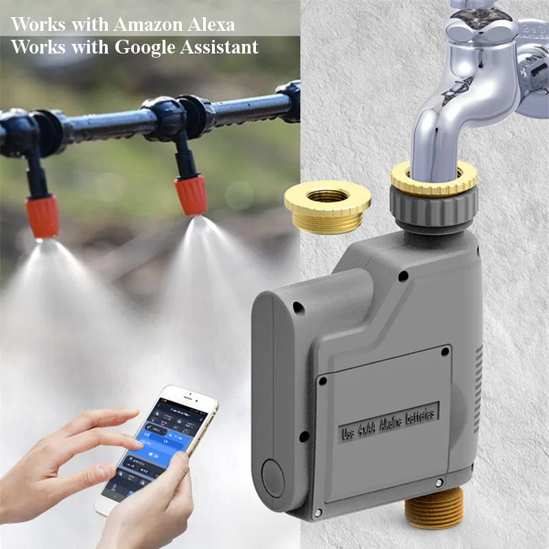 

WIFI Watering Timer Flow statistics Automatic Drip Irrigation Garden Water Controller Valve Google Assistant Smart Garden Timer