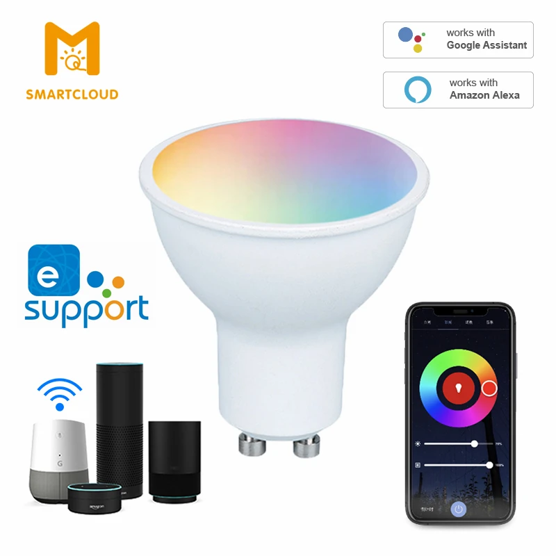 

Умная лампа GU10 с функцией WiFi, RGB + CW 2700-6500K