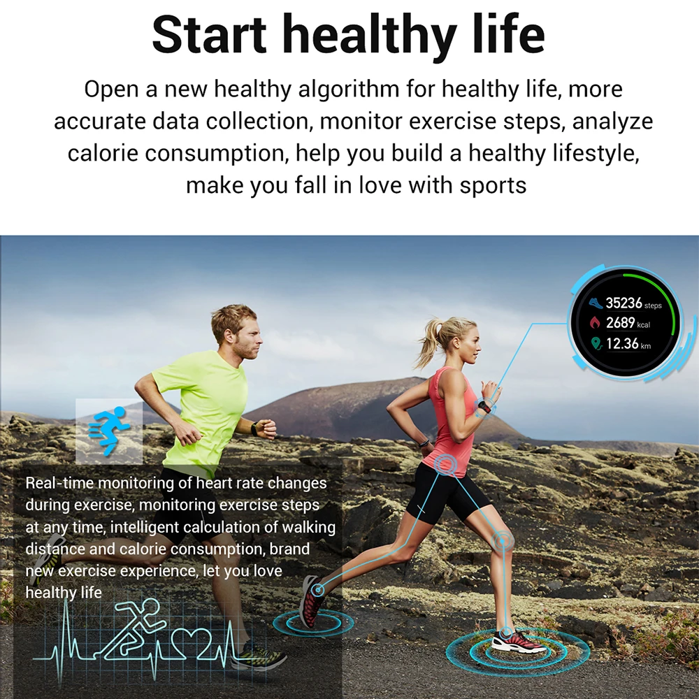 

Smart Watch Men Women IP68 Waterproof Blood Pressure Heart Rate Fitness Tracker Sport Push Refused Answer The Call Smartwatch