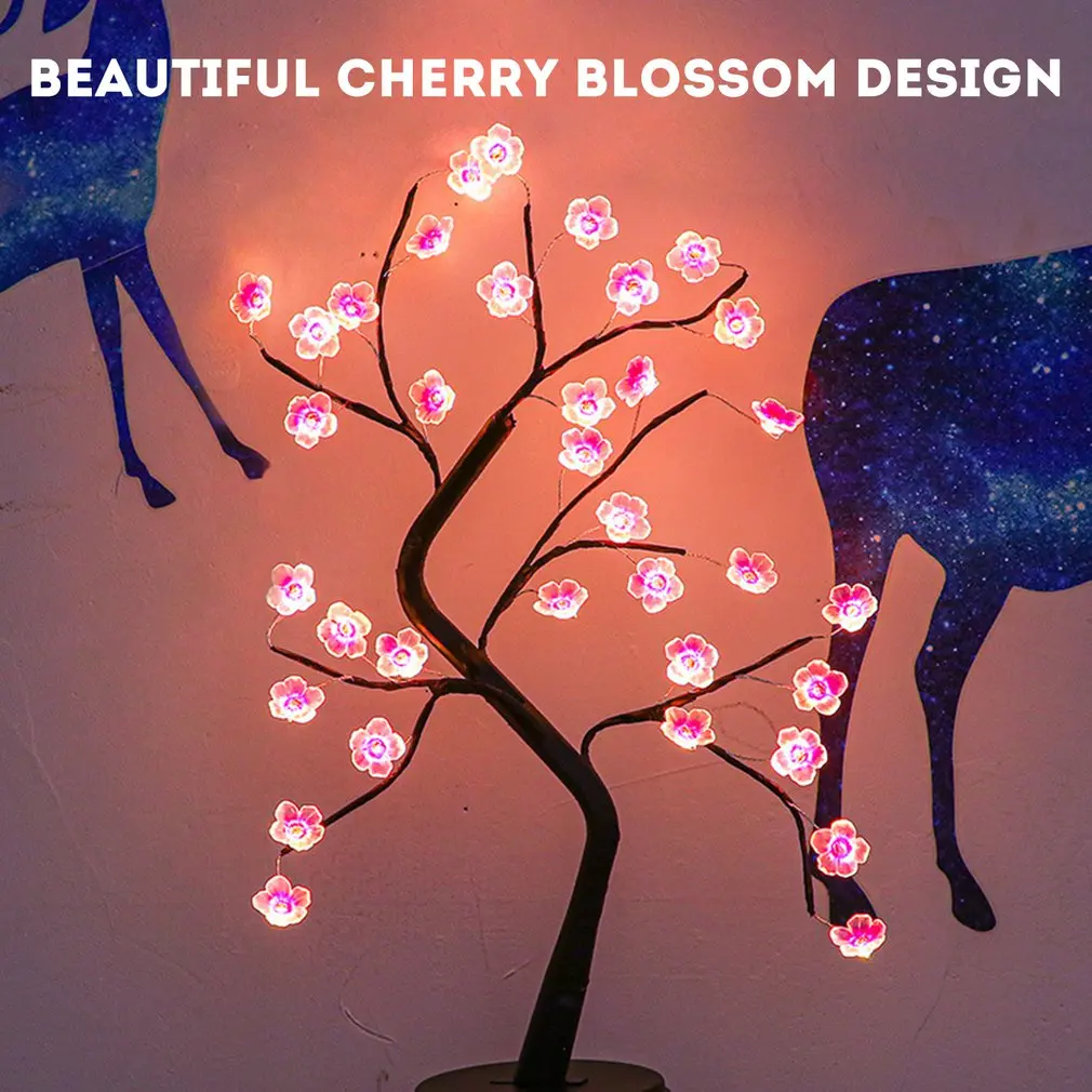 

Tree Lamp Led Warm Light Cherry Blossoms Copper Tree Lamp Small Desk Lamp Festival Decoration Tree Lamp