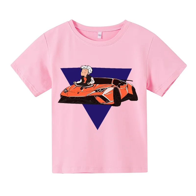 

2021 Summer New Unsex 4-14T Fashion Casual Cotton Merch A4 Lamba Print Short Sleeve Kids T-Shirt