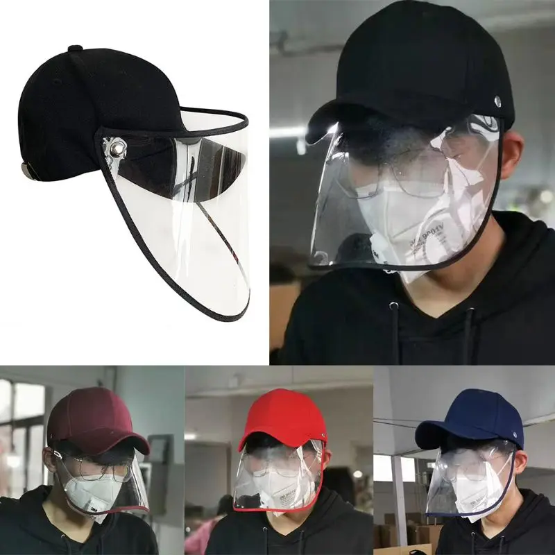 

Unisex Anti-Spitting Splash Protective Baseball Cap Anti-Fog Saliva Dustproof Detachable Face Shield Mask Adjustable Hat