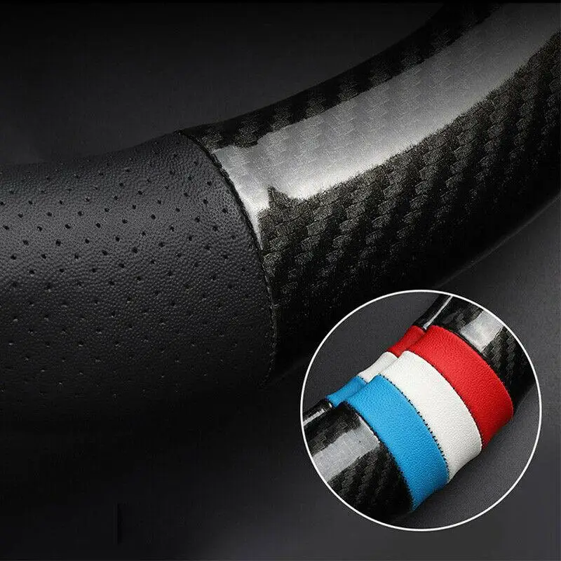 

High Quality Car Non-slip black carbon fiber leather car steering wheel cover for Audi Q7