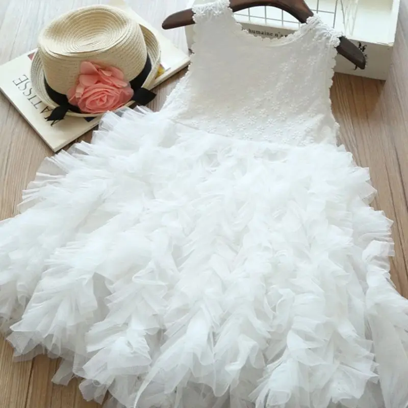 Детская платье сказочной принцессы без рукавов многослойная Пышная юбка из