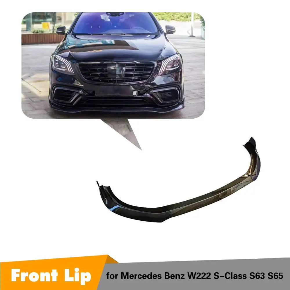 

Автомобильный передний бампер, спойлер, разветвители для Mercedes-Benz S Class W222 S63 AMG 2018-2020, бампер из углеродного волокна, защита для губ переднего б...
