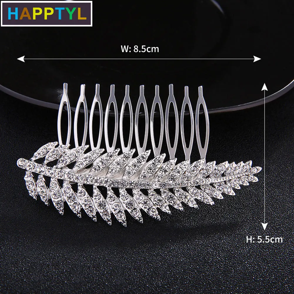 HAPPTYL 1 шт. заколка для волос расчески стразы листья свадебные заколки женский