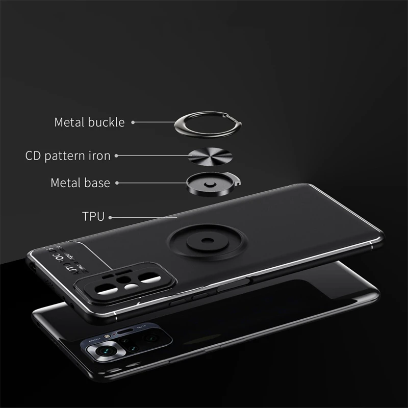 For Cover Redmi Note 10 Pro Case For Xiaomi Redmi Note 10 Pro Capas Soft Ring Magnetic Holder For Cover Redmi Note 10 Pro Fundas