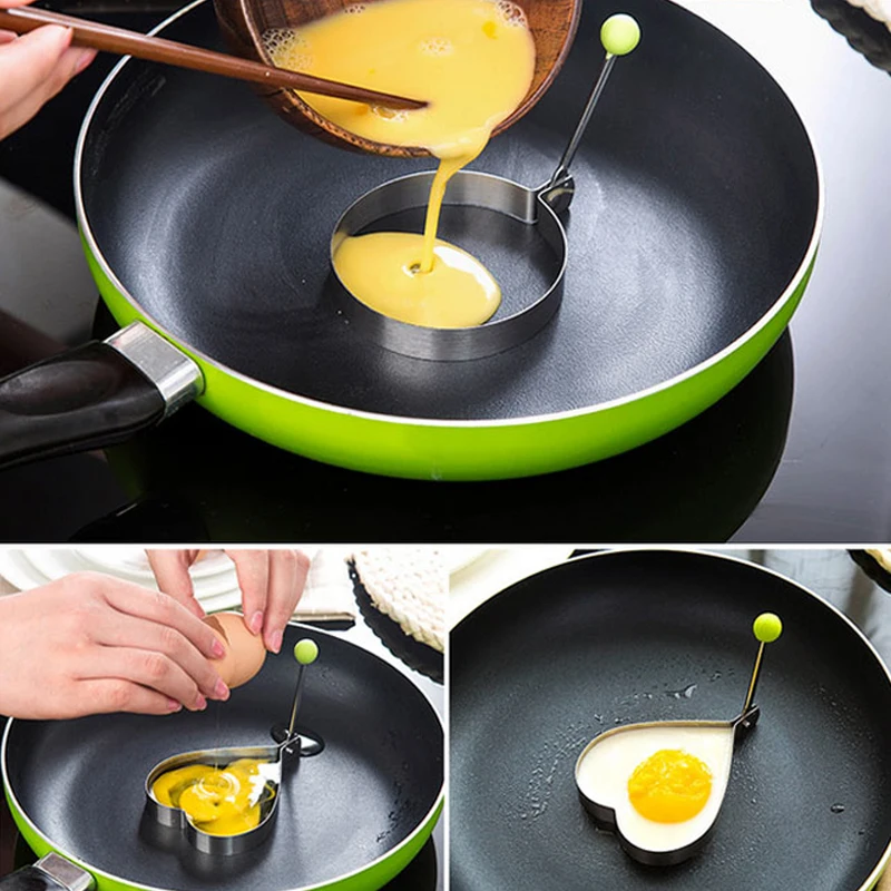 

Home 5pcs /lot Egg Mold Stainless Steel Omelette Egg Frying Mold Love Flower Round Star Molds Biscuit Frying Mold Kitchen Toys