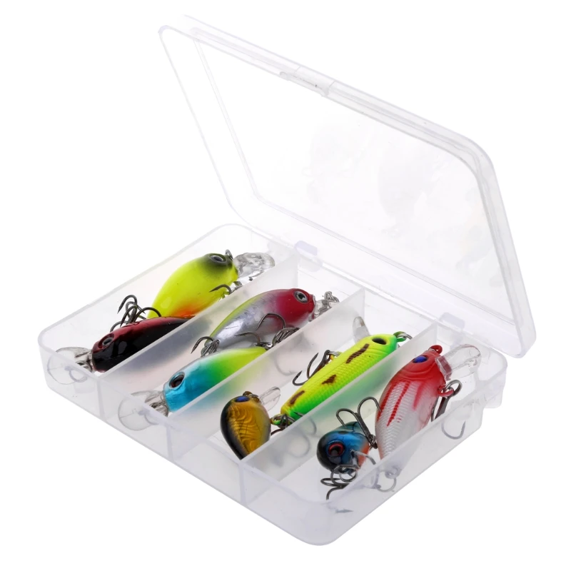 

Fishing Lure 3D Eyes Artificial Hard Crank Baits Wobbler Bass Minnows Tackle Set M5TC