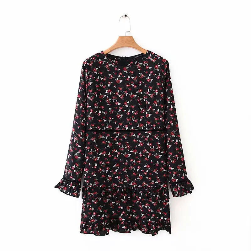 Yd50 9087 Европейское и американское модное платье с оборками принтом женское vestidos de