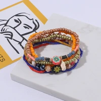 hanjing ethnic bohemian flower pattern beads bracelet bangle for women multilayer charm bracelet set female jewelry gifts