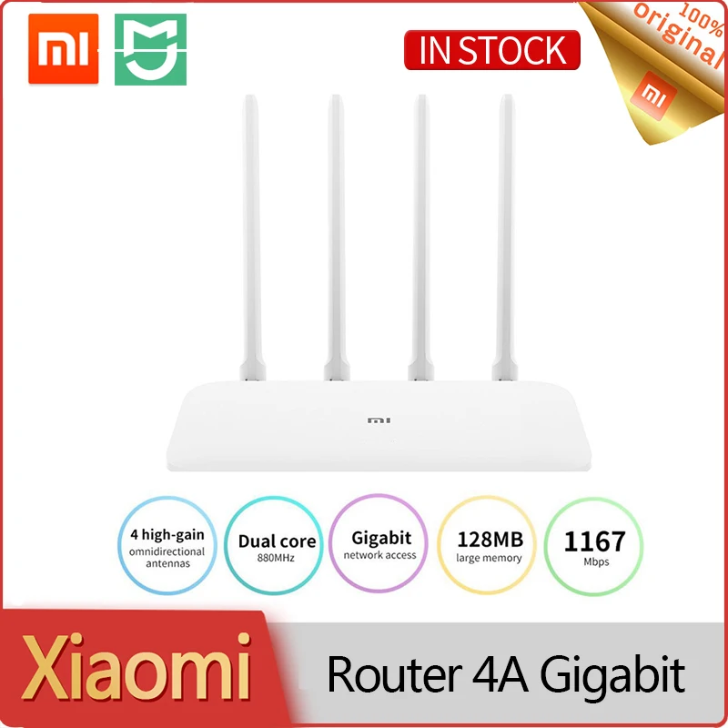 

Original Xiaomi Router 4A Gigabit 1000M 2.4GHz 5GHz WiFi 1167Mbps WiFi Repeater 128MB DDR3 High Gain 4 Antennas Network Extender