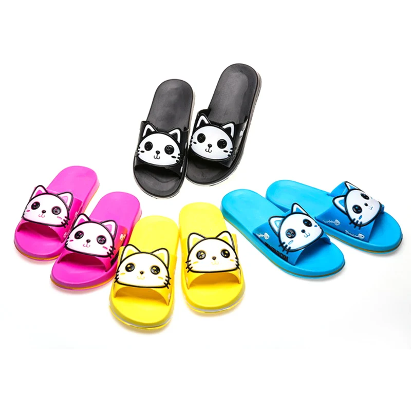

Women Summer Slip On Lovely Cat Slippers Ladies Indoor Non Slip Light Woman Shoes Female Casual Beach Platform Slipper 2021 New