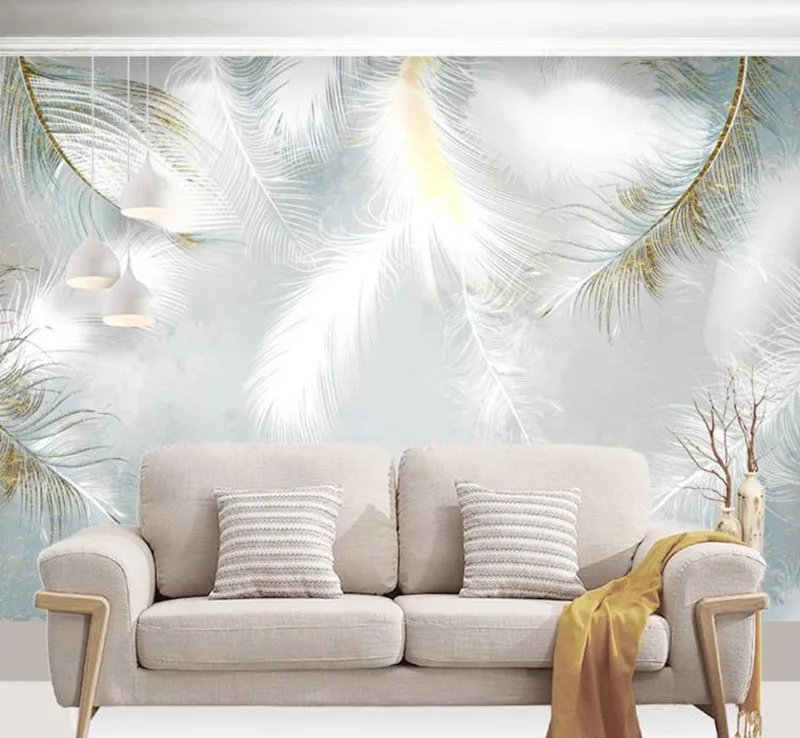 

Custom 3D Wallpaper Modern Hand painted watercolor feathers Photo Wall Murals Living Room Bedroom Background Wall Home Decor