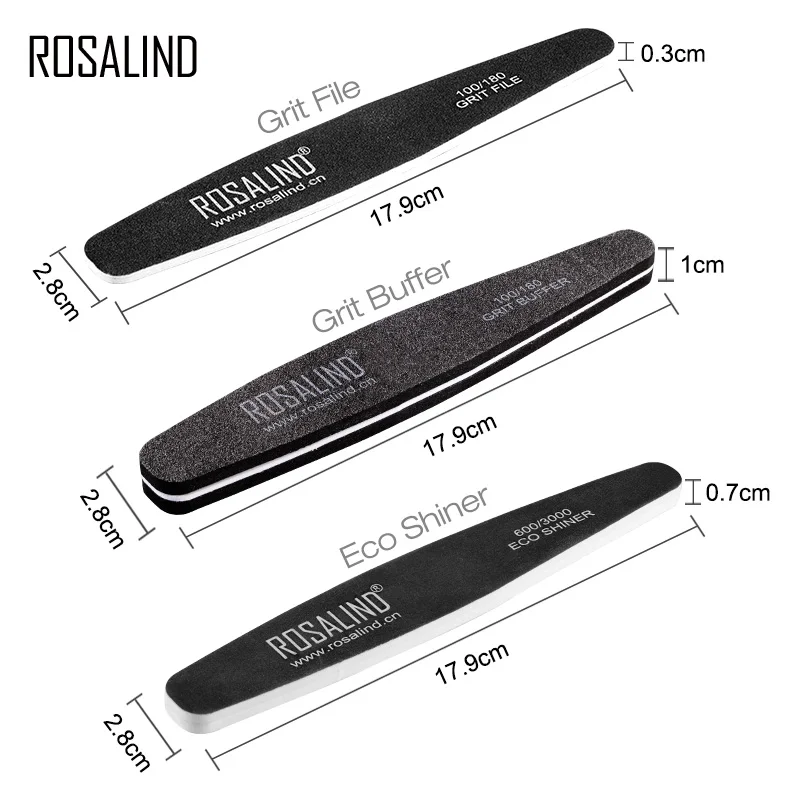 ROSALIND Nail Files For Manicure Buffer Pulishing Tools Semi Permanent Sponge Buffering Sanding Block Gel Art | Красота и здоровье