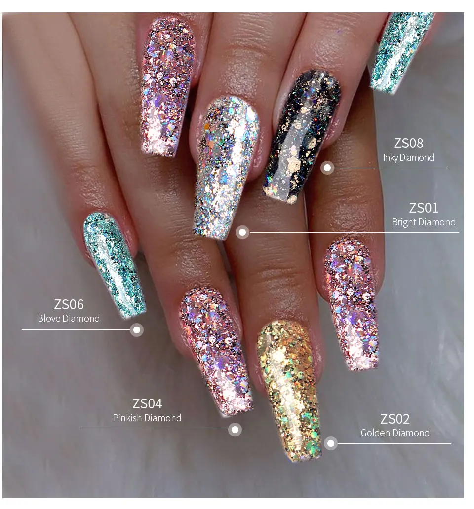 SAVILAND 3D Shiny Diamond Nail Gel Polish Holographic Glitter LED UV Semi Permanent Gel Varnishes Soak Off UV LED Nail Art