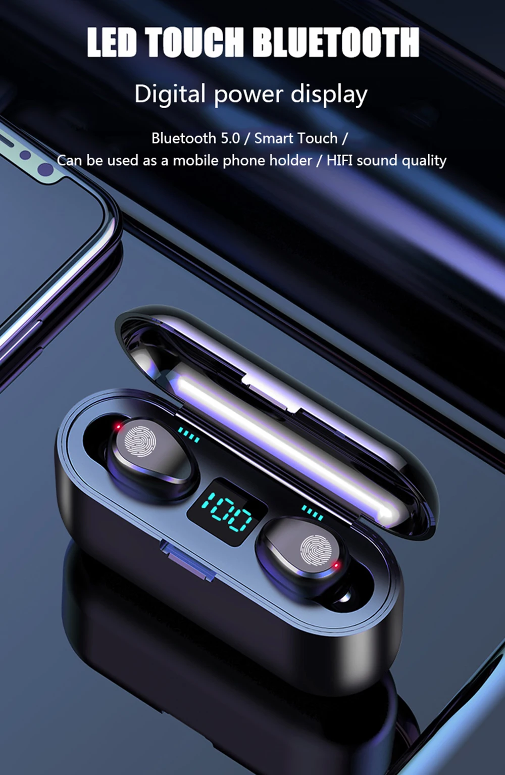 F9 TWS беспроводной Bluetooth V5.0 беспроводной наушник светодиодный дисплей микрофон 2000 мАч Внешний аккумулятор микрофон гарнитура для Xiaomi huawei